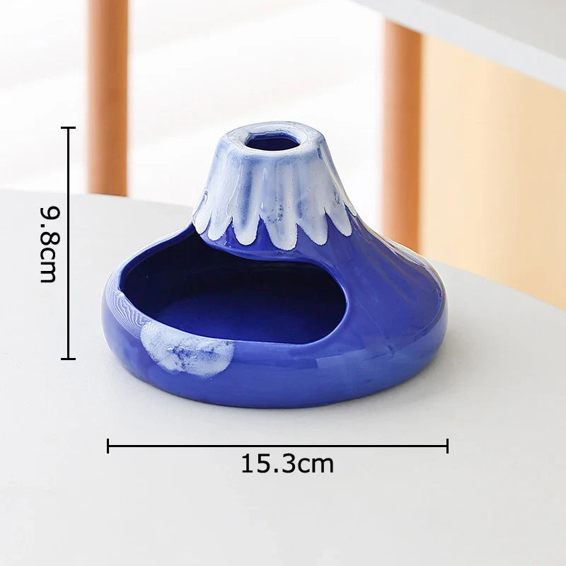 Afralia™ Cartoon Volcanic Ceramic Ashtray with Lid Desk Decoration Windproof Ashtray