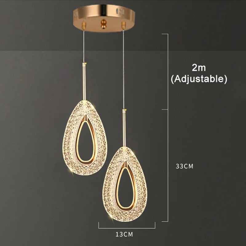 Afralia™ Nordic Crystal LED Pendant Lamp: Modern Chandelier for Bedroom and Living Room