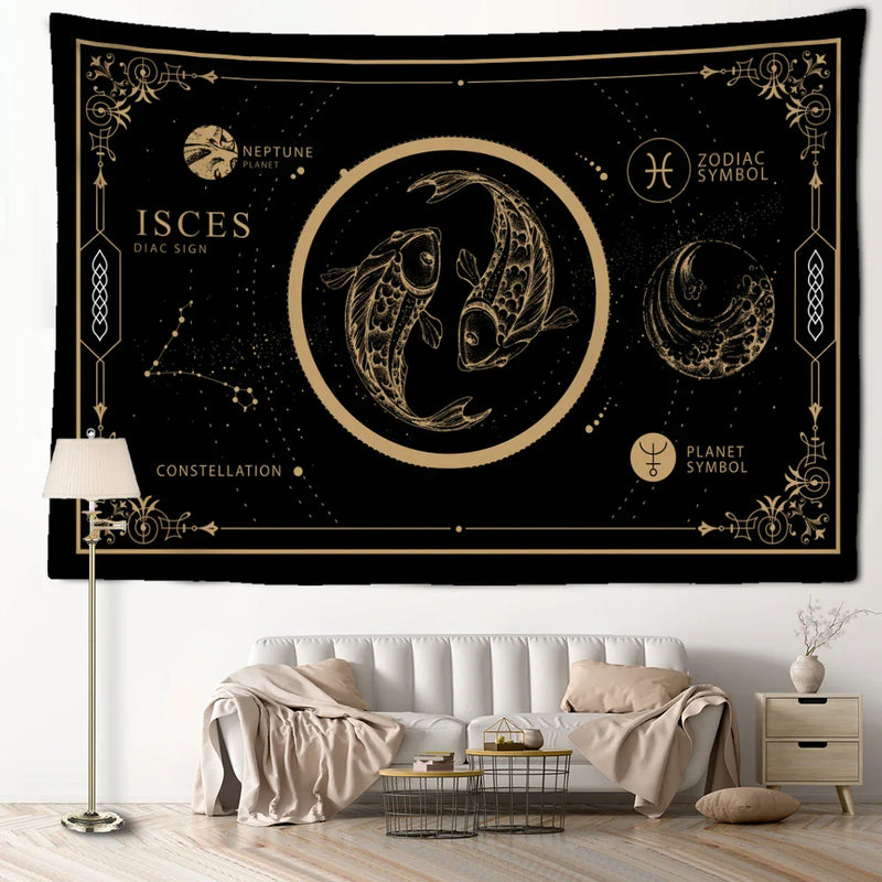 Afralia™ Constellation Tarot Tapestry Wall Hanging for Home Décor vibes and Witchy Aesthetics