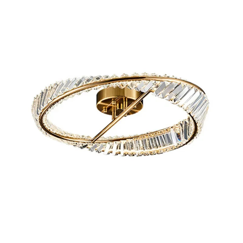 Afralia™ Gold Metal LED Dimmable Ceiling Light with K9 Crystals