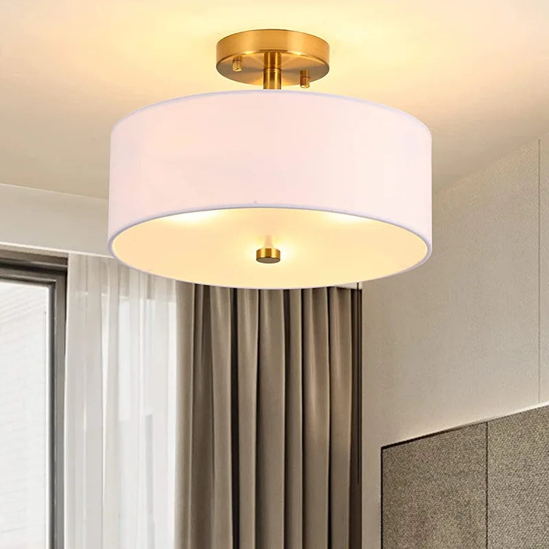 Afralia™ White Fabric Ceiling Light for Living, Bedroom, Dining Room Chandelier