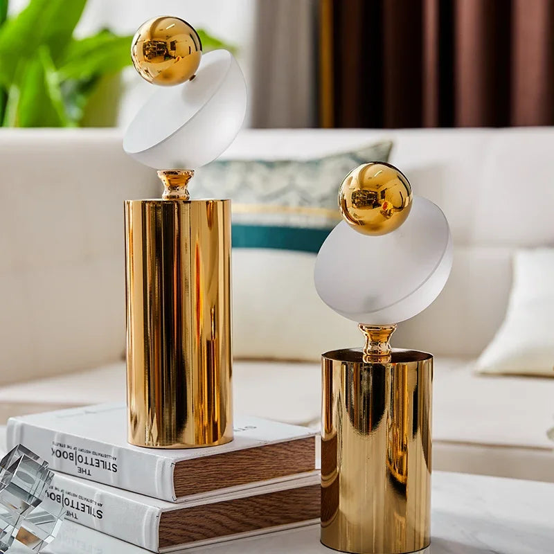 Afralia™ Geometric Golden Ball Frosted Glass Ornament Home Decor