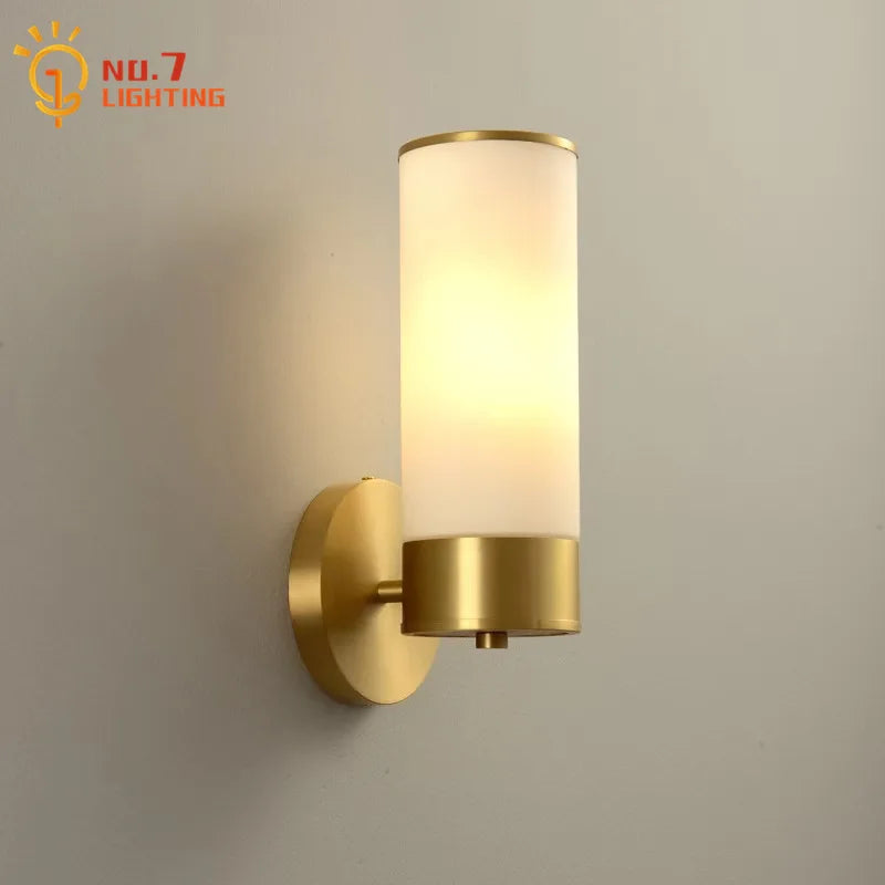 Afralia™ Modern Designer Copper Wall Lamp LED E27 Gold Lustre for Living Room Staircase