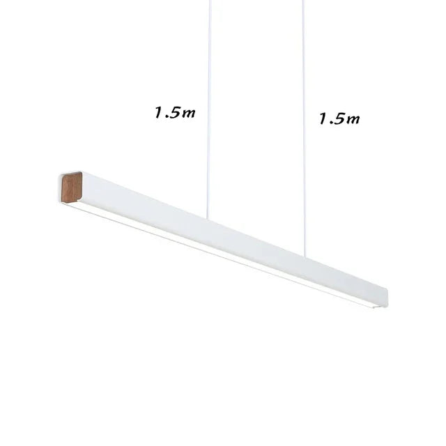 Afralia™ LED Linear Pendant Light - White Black Wood Finish - Long Hanging Office Fixture