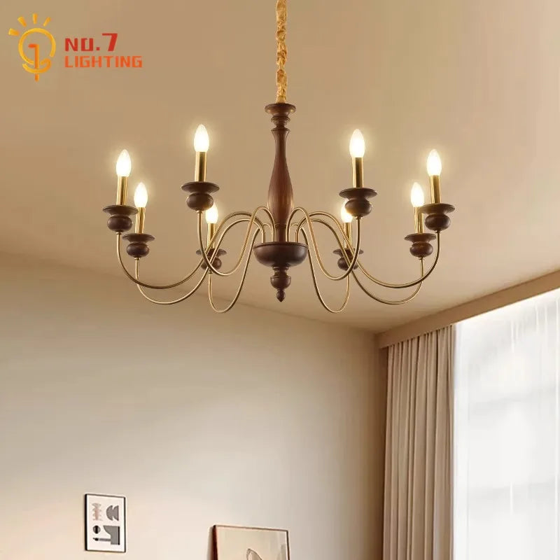 Afralia™ Retro LED Candle Chandelier for Bedroom Living Room Bar