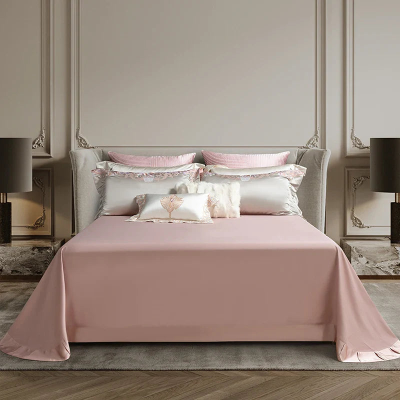 Afralia™ European Palace Style Flowers Embroidery Bedding Set - Duvet Cover, Sheet, Pillowcase