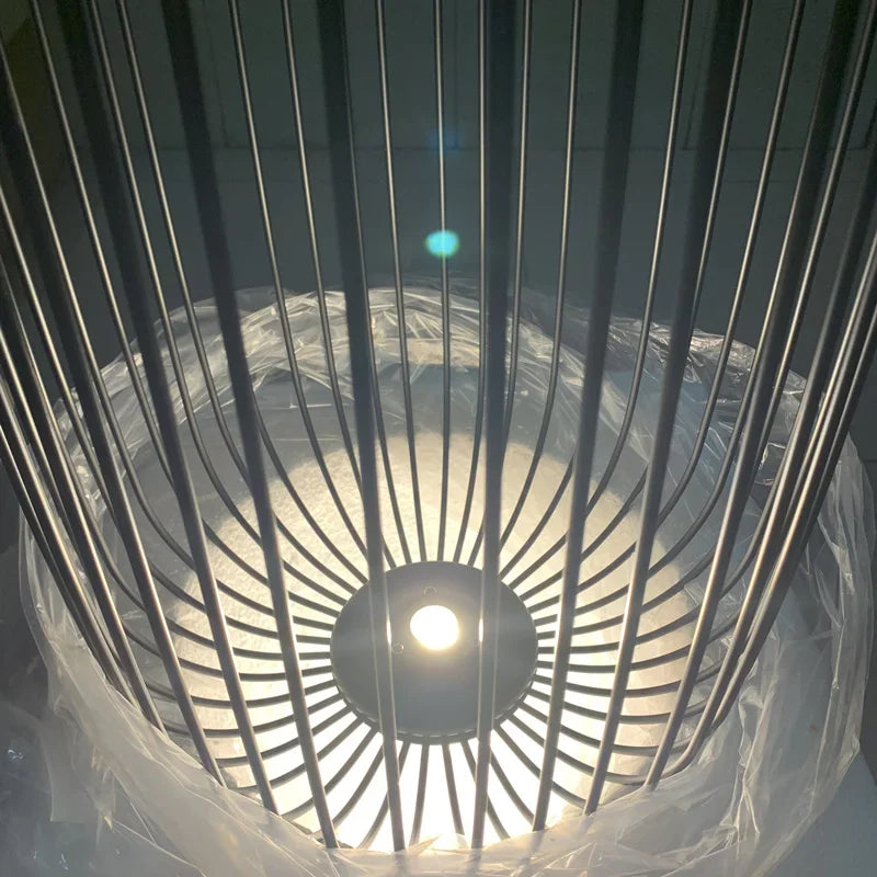 Afralia™ Modern Iron Bird Cage Chandelier LED Pendant Dining Room Light Fixtures