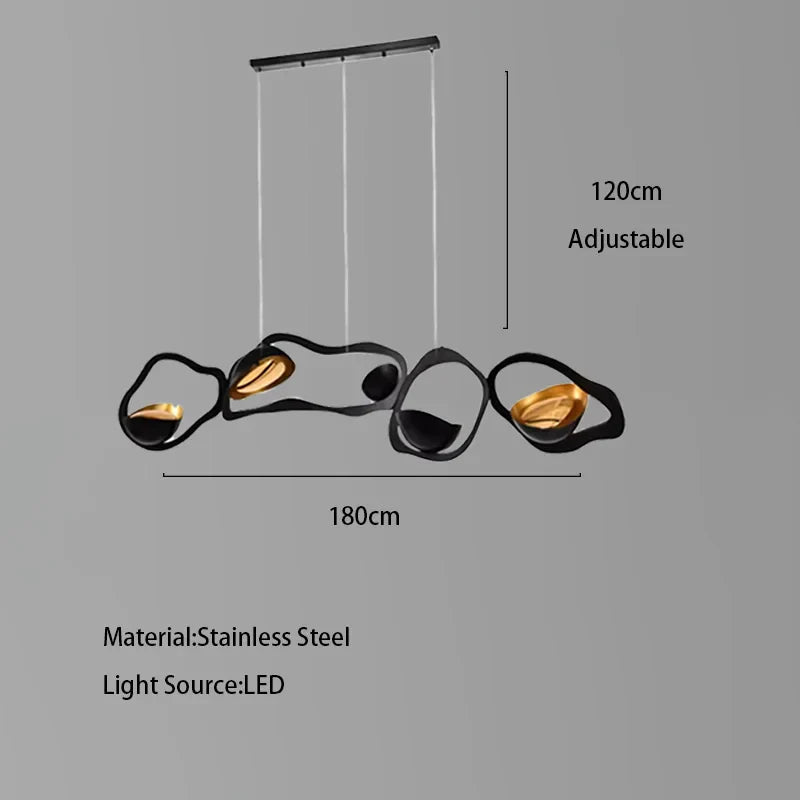 Afralia™ Black Stainless Steel Chandelier LED - Modern Luxury Design for Living Room