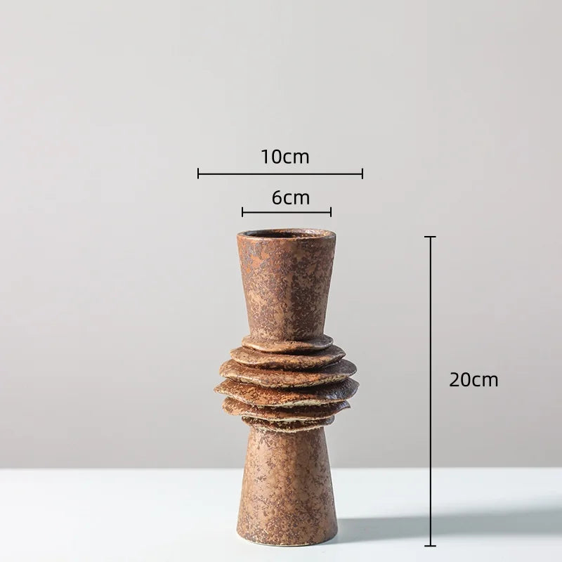 Afralia™ Geometric Pleated Ceramic Vase for Flower Arrangements