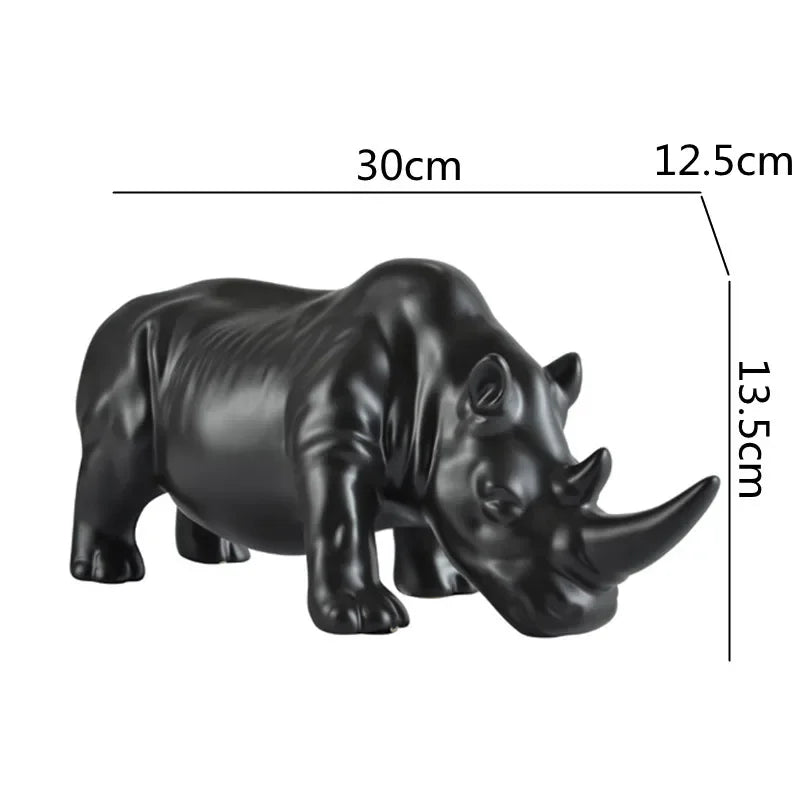 Afralia™ White Rhino Ceramic Animal Sculpture Home Decor Accent