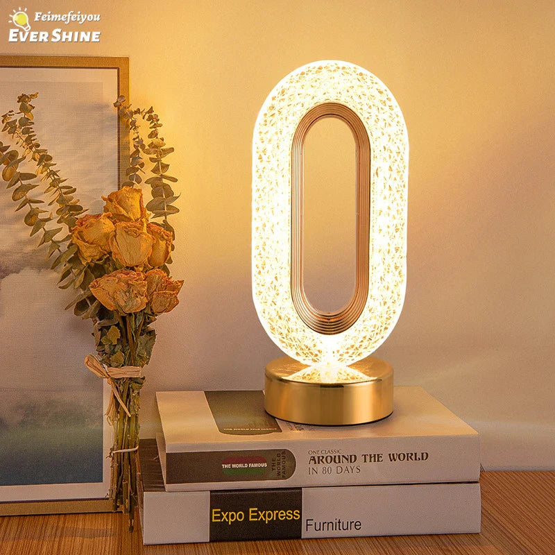 Afralia™ Crystal LED Table Lamp with Touch Control and Remote for Bedroom and Living Room