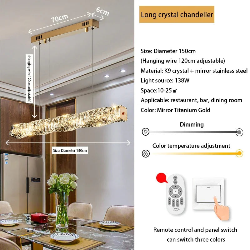 Afralia™ Luxury K9 Crystal Chandelier with Remote Control Dimming