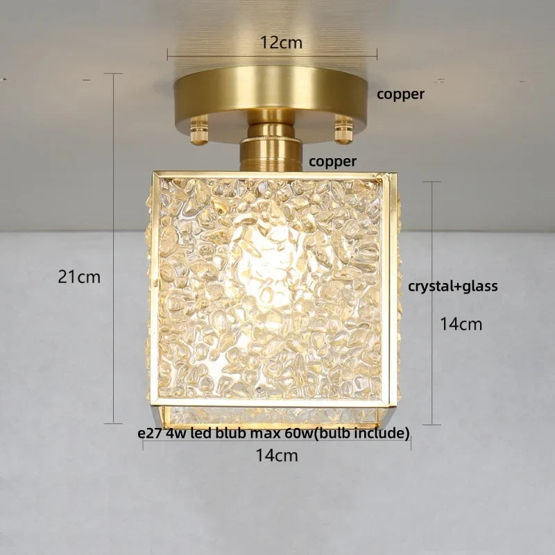 Afralia™ Copper Glass LED Ceiling Light - Luxury Crystal Modern Fixture