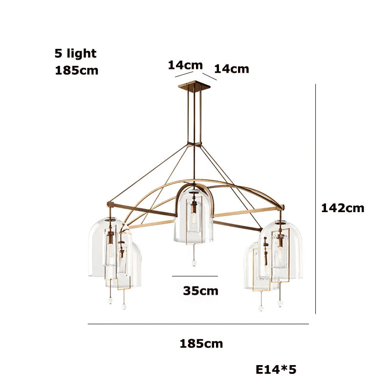 Afralia™ LED Brass Glass Chandelier Pendant Light for Living Room