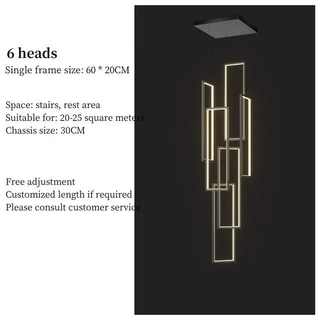Afralia™ Geometric Luxury Stair Chandelier for Duplex Villa Loft Living Room
