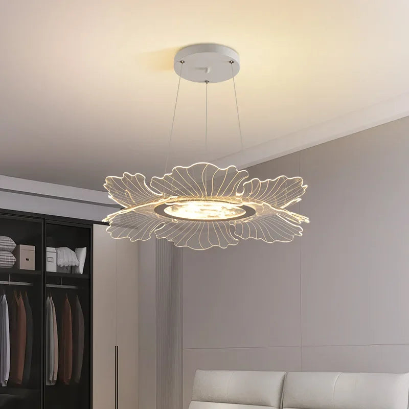 Afralia™ Modern LED Acrylic Iron Flower Pendant Lights for Stylish Restaurant Ceiling Lighting