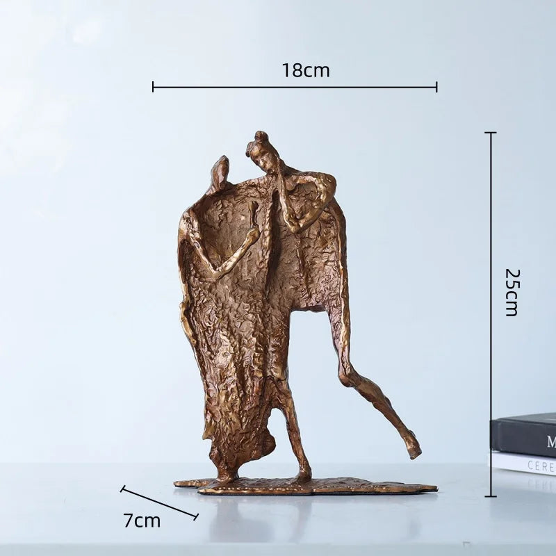 Afralia™ Hollowed-out Metal Sculpture Family Statues - Home Decoration Figurines