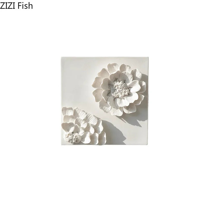 Afralia™ White Flower Wall Hanging: Artistic Living Room Decor & Floral Ornaments