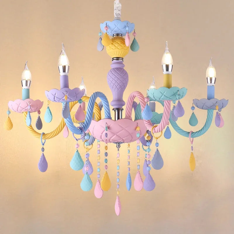 Afralia™ Rainbow Crystal Chandelier for Bedroom & Children's Room