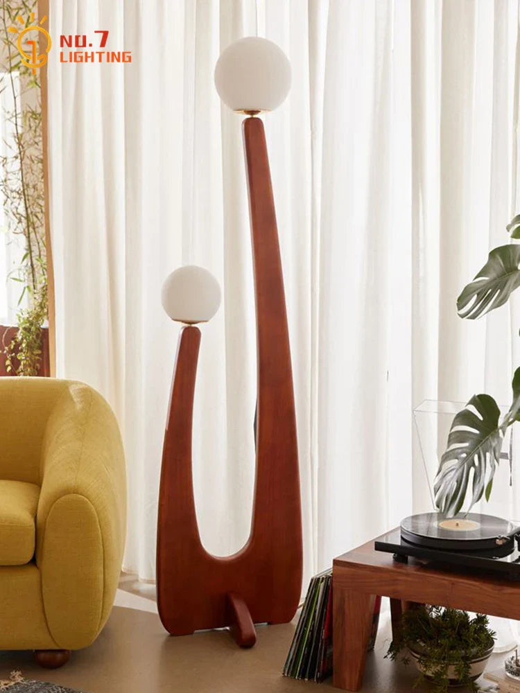 Afralia™ Solid Wood Floor Lamp LED E27 Corner Stand Light Vintage Design Home Decor