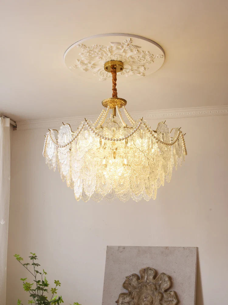 Afralia™ Clear Glass LED Chandelier: Modern French Style Hanging Fixture for Bedroom, Living Room & Kitchen