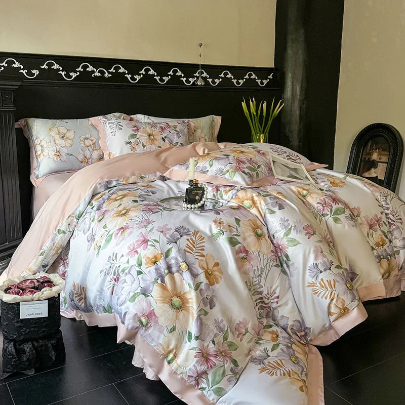 Afralia™ Egyptian Cotton Bedding Set: Queen King Full Size Sheet Pillowcase Comforter Cover