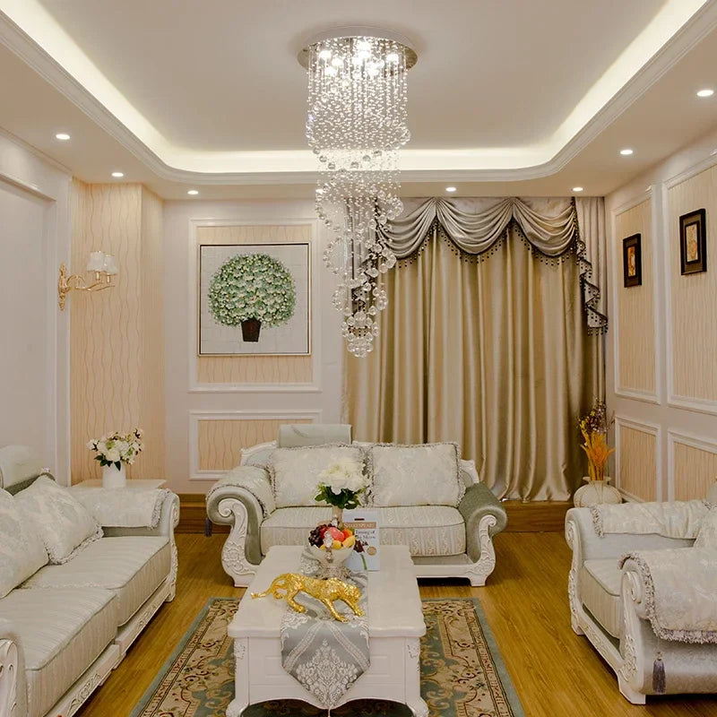 Afralia™ Crystal Staircase Chandelier: Luxury LED Lighting for Hotel Villa Bedroom Ceiling Lamp