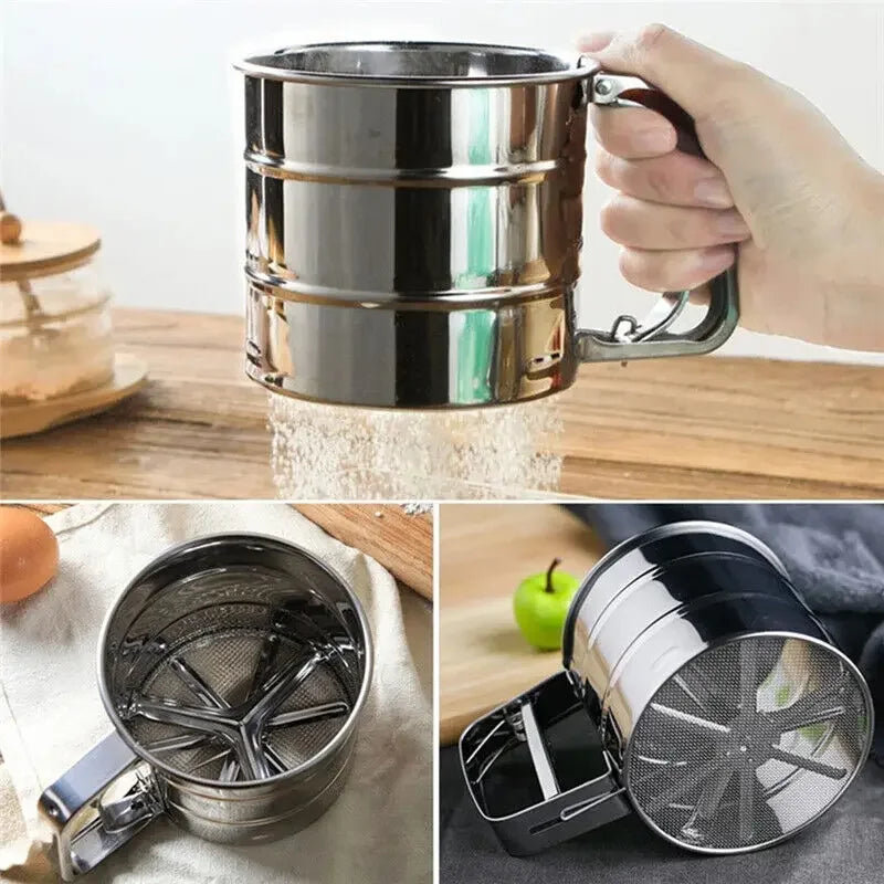 Afralia™ Stainless Steel Baking Flour Mesh Sieve Strainer - Kitchen Gadget for Cakes