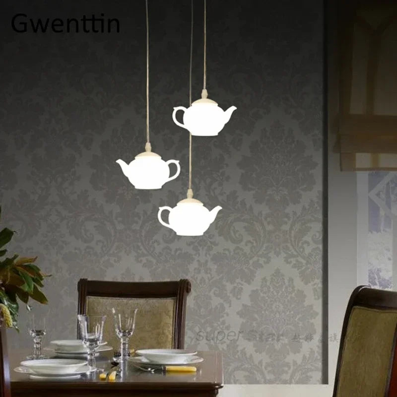 Afralia™ Teapot Pendant Lights: Modern LED Hanging Lamps for Home Decor