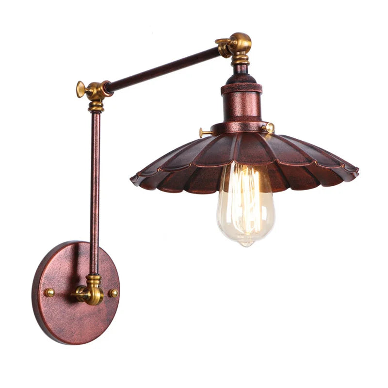 Afralia™ Rustic Iron LED Wall Sconce, Industrial Vintage Long Arm Stair Light Fixtures