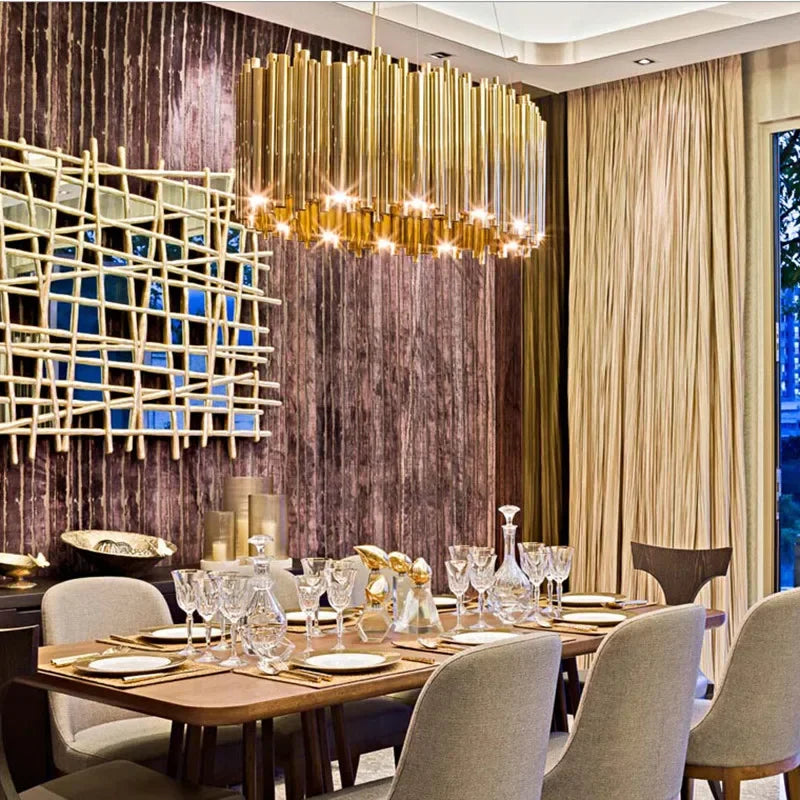 Afralia™ Gold Stainless Steel Chandelier LED Project Lamp