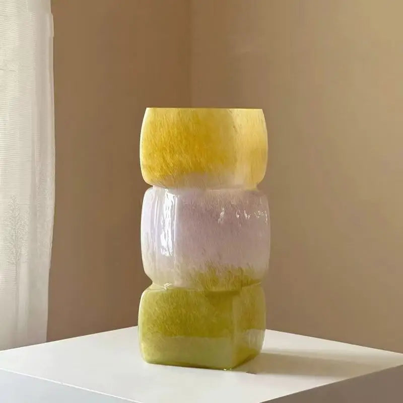 Afralia™ Geometric Square Vase Table Soft Decoration Glass Decor for Hotel TV Counter