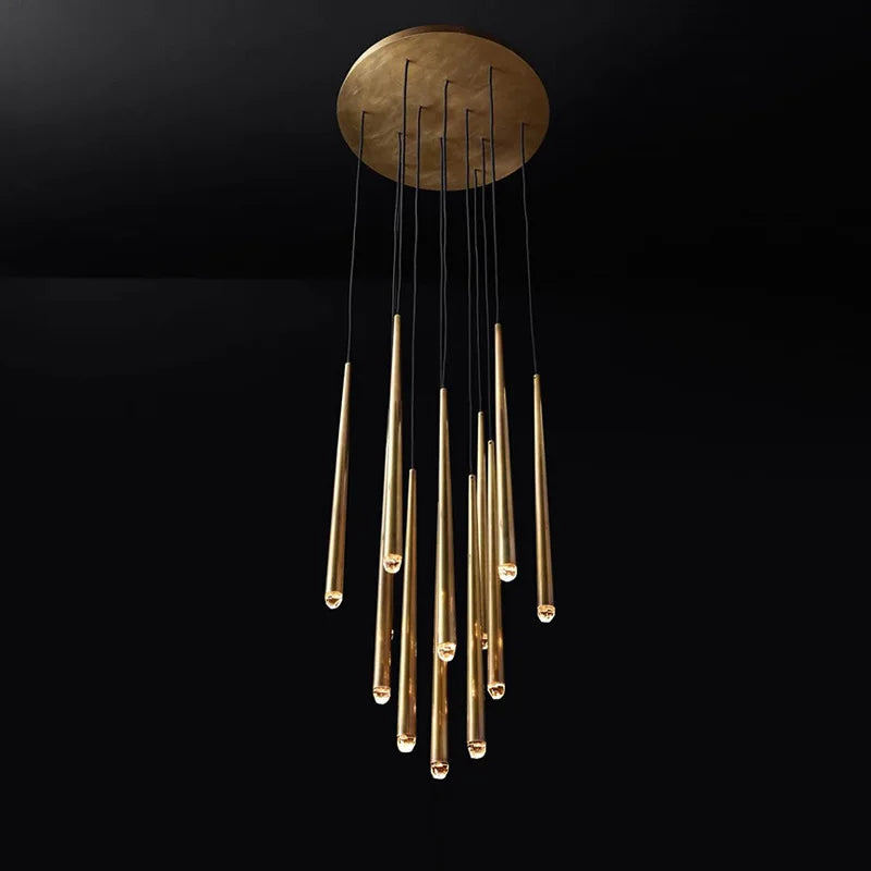 Afralia™ Retro Copper Gold Chandelier Pendant Light for Living Room Dining Bar
