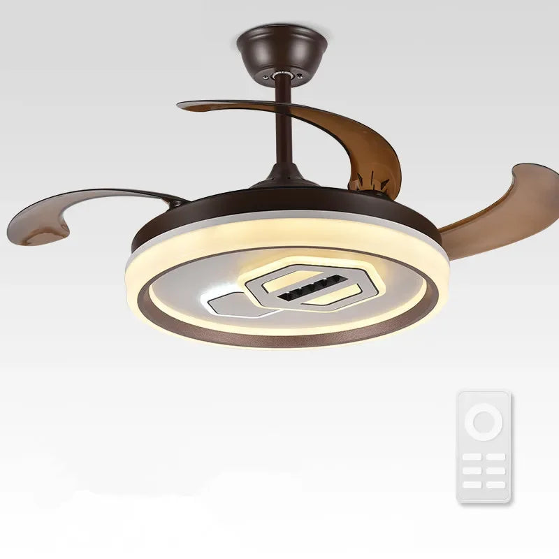 Afralia™ Adjustable Blade Ceiling Fan Light with Remote-Controlled LED - Elegant Home Decor