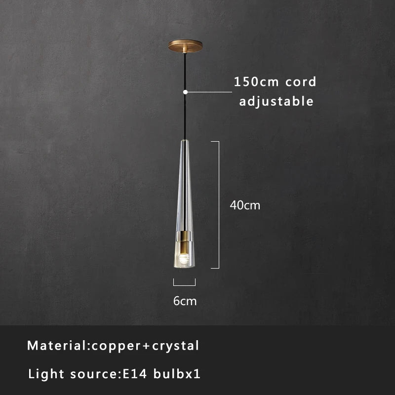 Afralia™ Luxury Copper Crystal Pendant Lights for Home Kitchen Bar Decoration