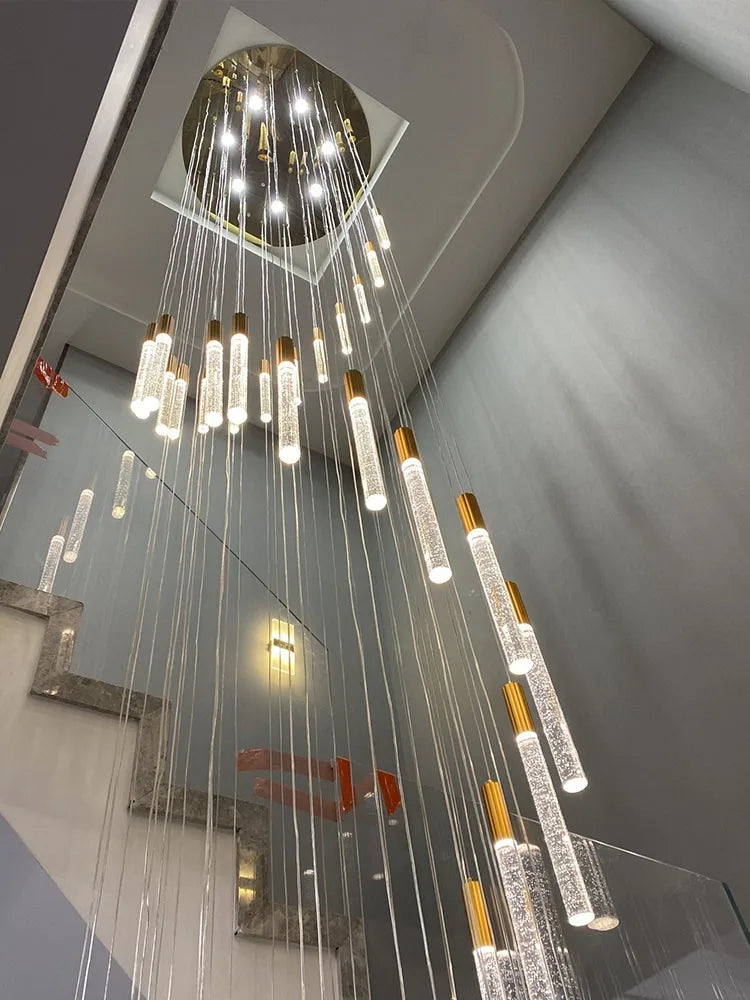 Afralia™ Large Luxury Crystal LED Chandelier for Living Room - Custom Hanging Lamps