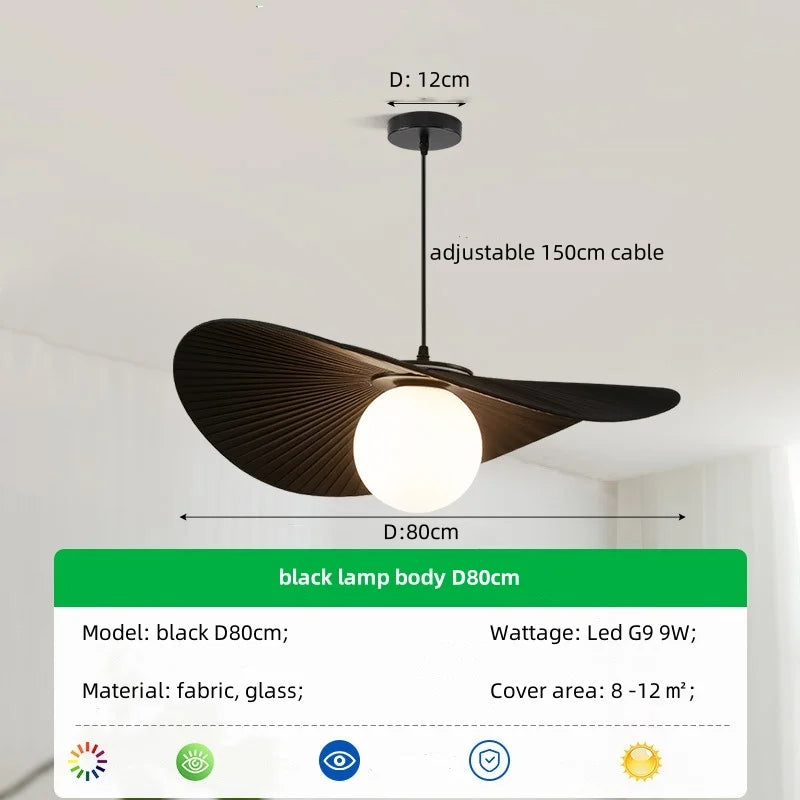 Afralia™ Nordic White/Black Fabric Chandelier Glass Shades Pendant Lamp