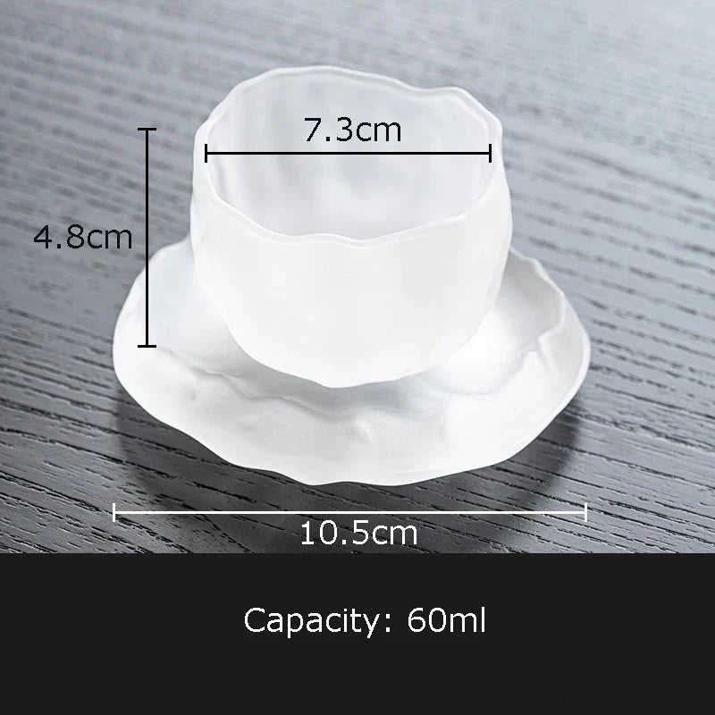 Afralia™ Pink Glass Tea Cups with Saucer Set for Afternoon Tea or Coffee