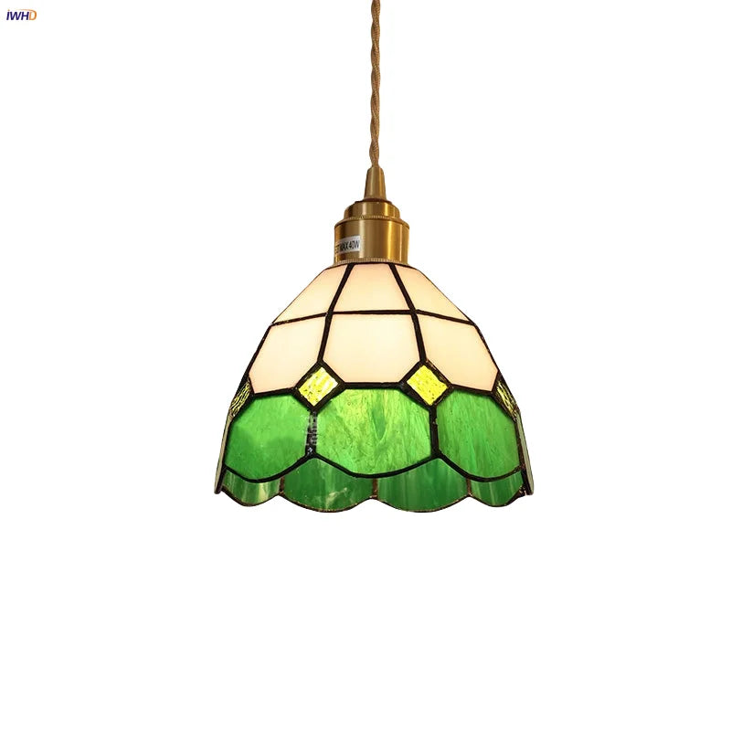 Afralia™ Glass LED Pendant Lamp Tiffany Style Hand Stitch Dining Room Lights