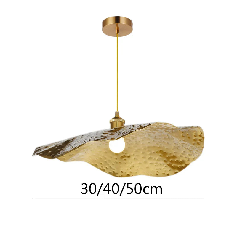 Afralia™ Gold Lotus Leaf Pendant Light: Nordic Luminaire for Living Room and Bedroom Decor