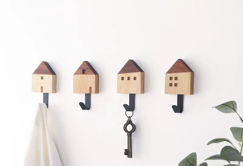 Afralia™ Nordic Wood Clothes Hook Wall Mounted Entryway Bedroom Decoration