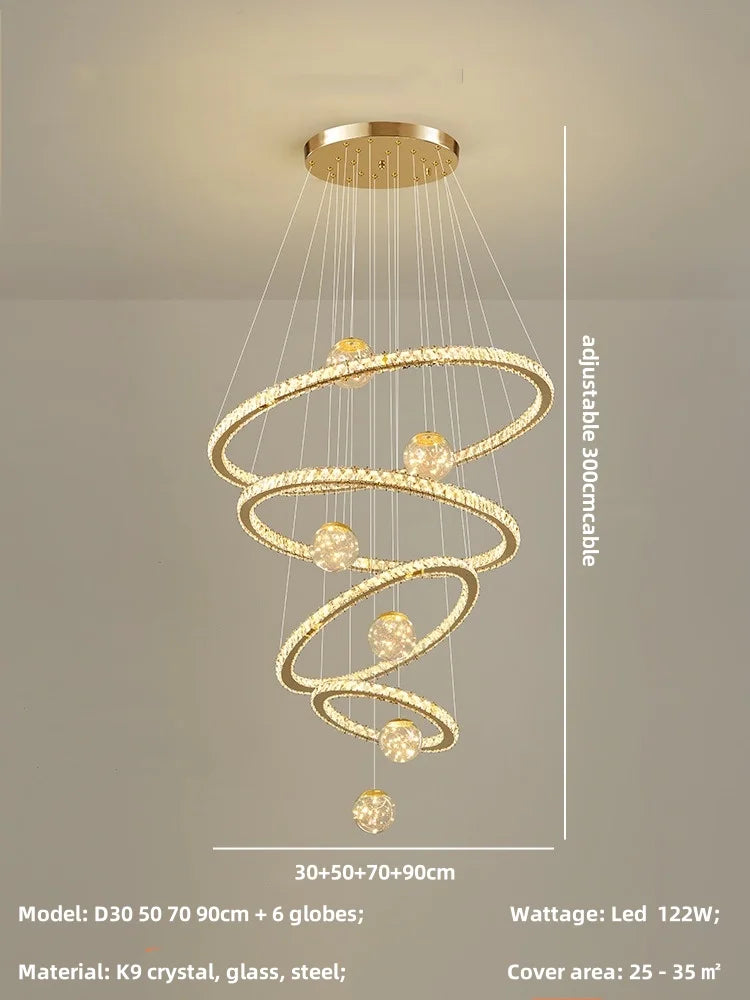 Afralia™ Modern LED Pendant Lights Chandelier for Foyer, Villa, and Stairs