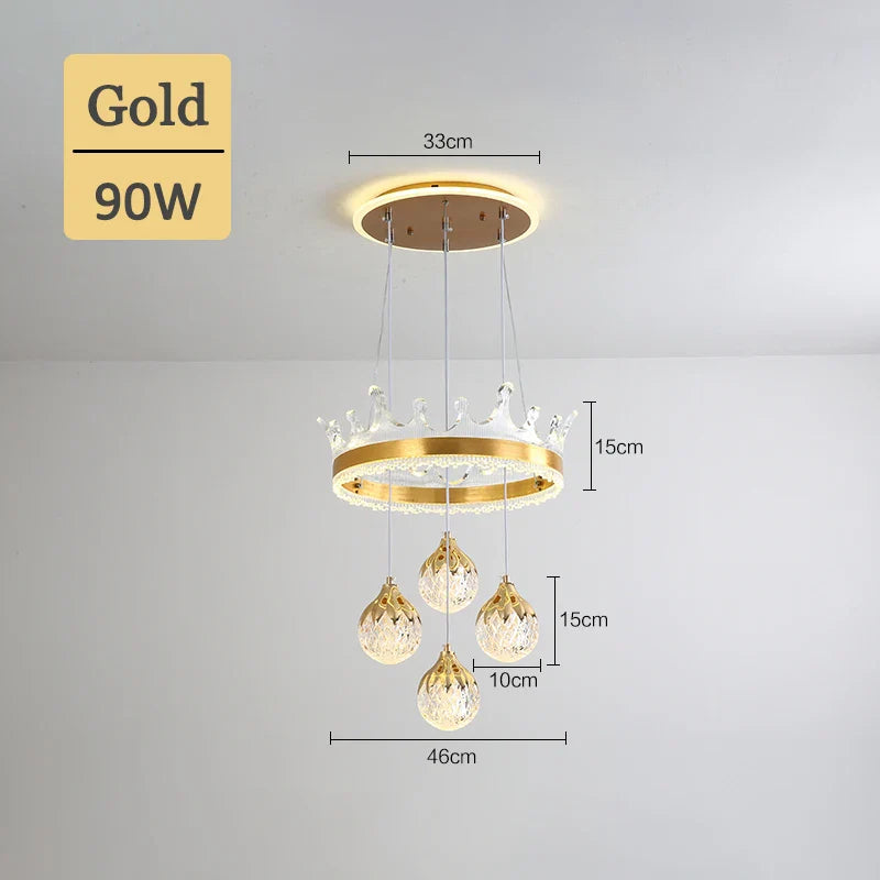 Afralia™ Scandinavian Luxury LED Crown Chandelier for Modern Dining Table