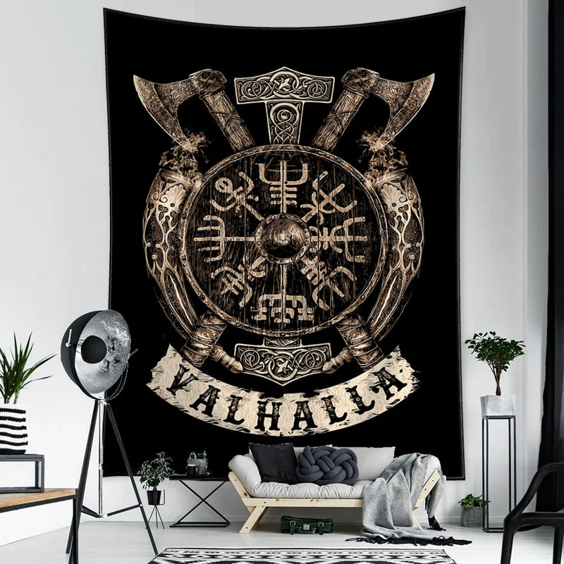 Afralia™ Viking Symbols Tapestry Wall Hanging for Psychedelic Home Decor