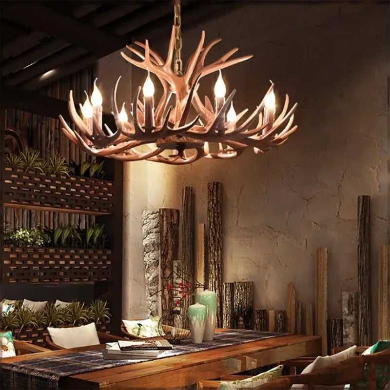 Afralia™ Antler Branch Ceiling Chandelier: Retro Industrial Style Lighting for Indoor Spaces