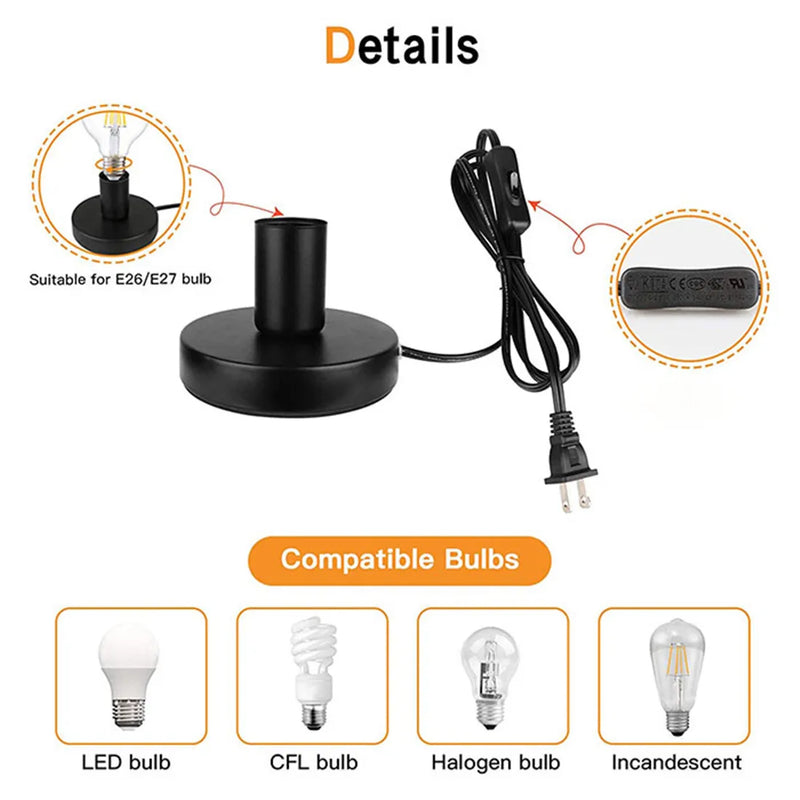 Afralia™ Metal Lamp Base with Anti-Slip Design and On/Off Switch