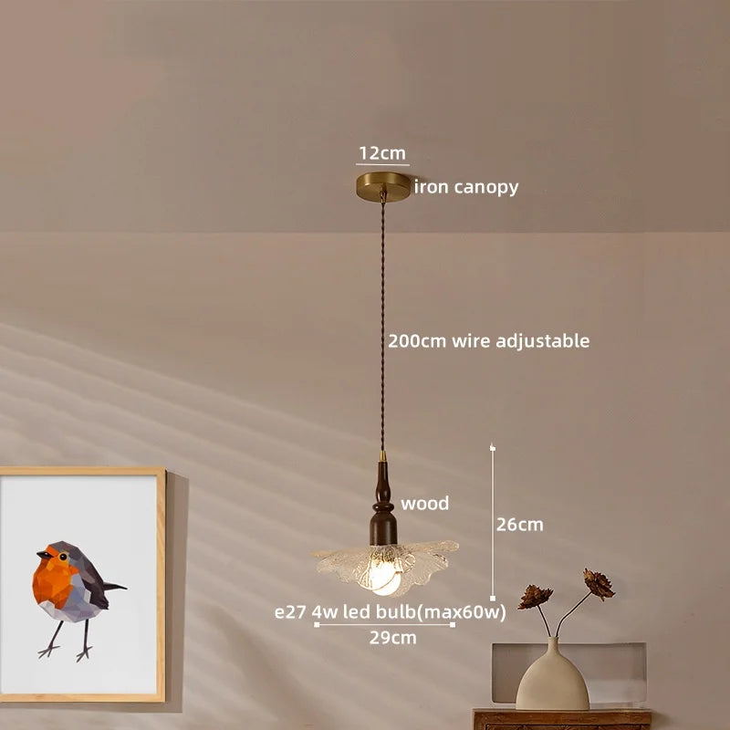 Afralia™ Japanese Style Copper Glass Chandelier Pendant Lights for Living Room Bedroom Bar