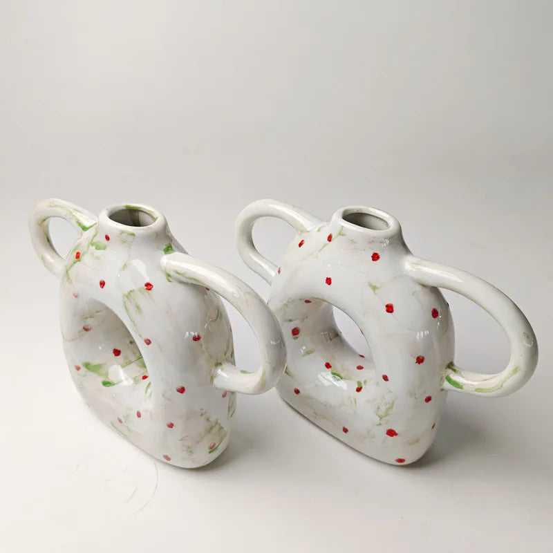 Afralia™ Abstract Handle Ceramic Vase for Floral Arrangements and Home Decoration