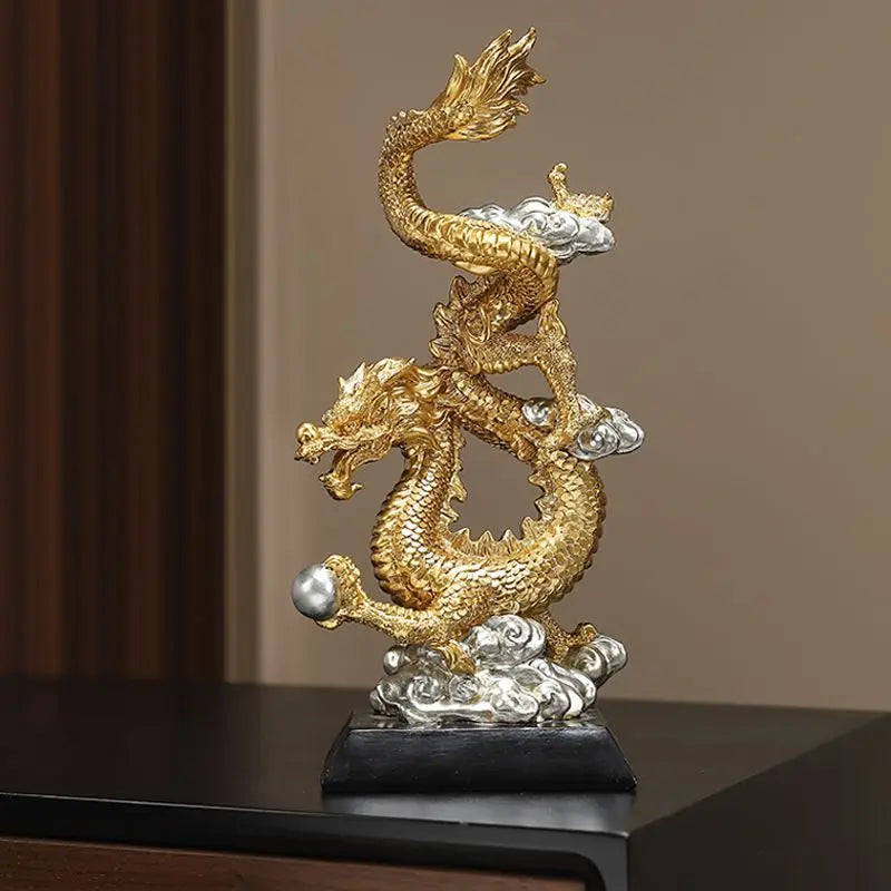 Dragon Phoenix Resin Sculpture by Afralia™ for Home Office Decor & Bookshelf Ornament