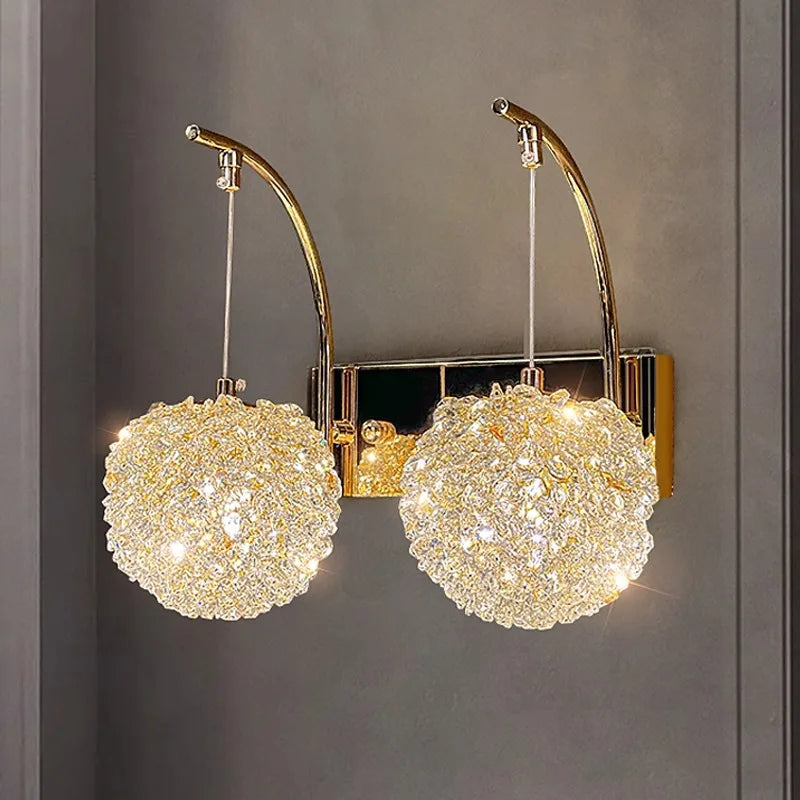 Afralia™ Crystal Beads Wall Lamp LED Light Fixture for Home Decor & Living Room